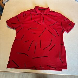 Nike Red and Black Patterned Men's Polo Shirt